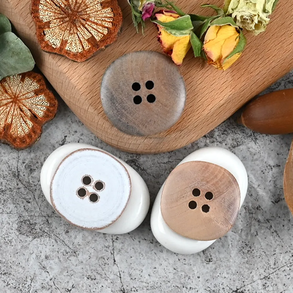 11.5-30mm White Purple Beige Solid Wood Buttons for Vintage Shirts Jackets 30pcs