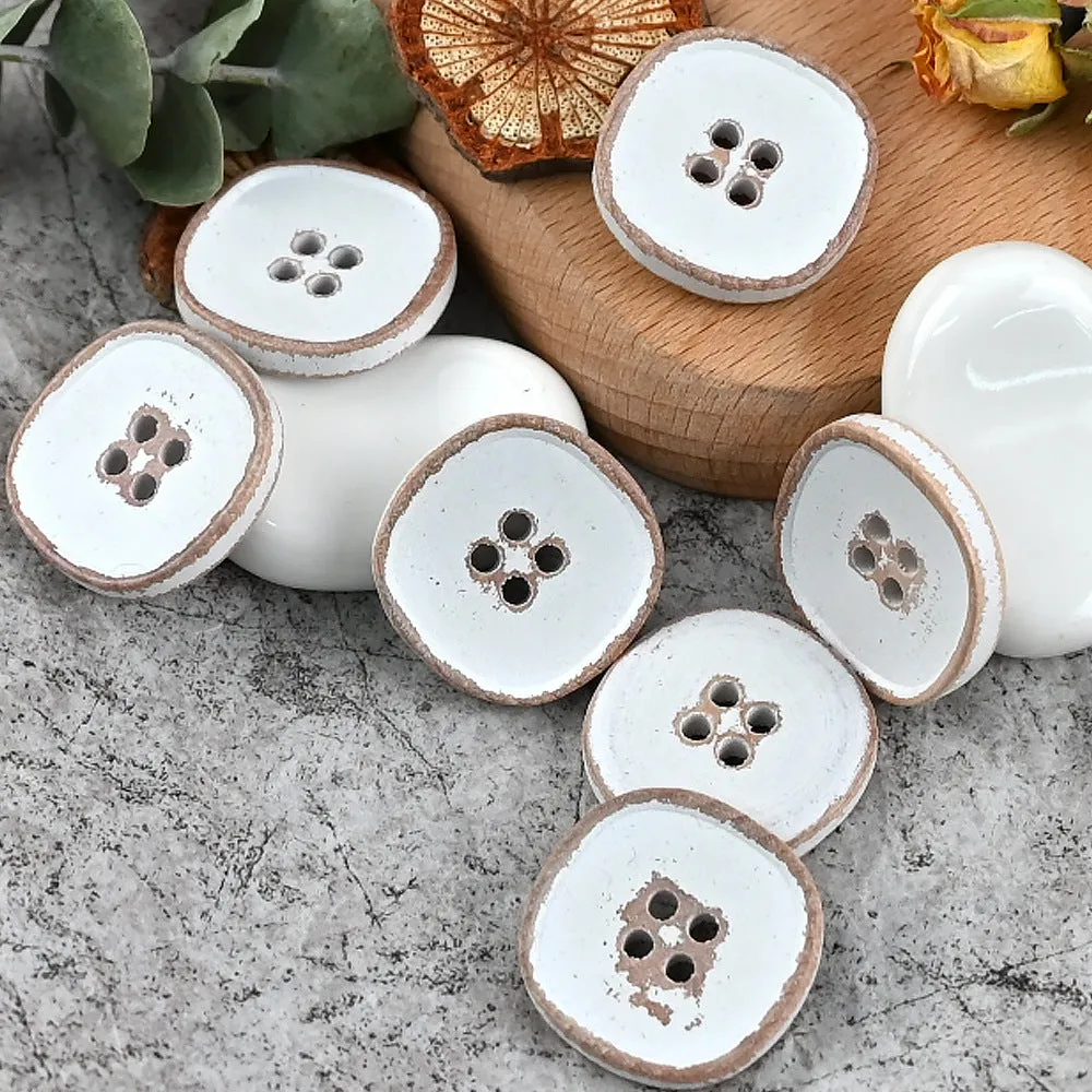 11.5-30mm White Purple Beige Solid Wood Buttons for Vintage Shirts Jackets 30pcs
