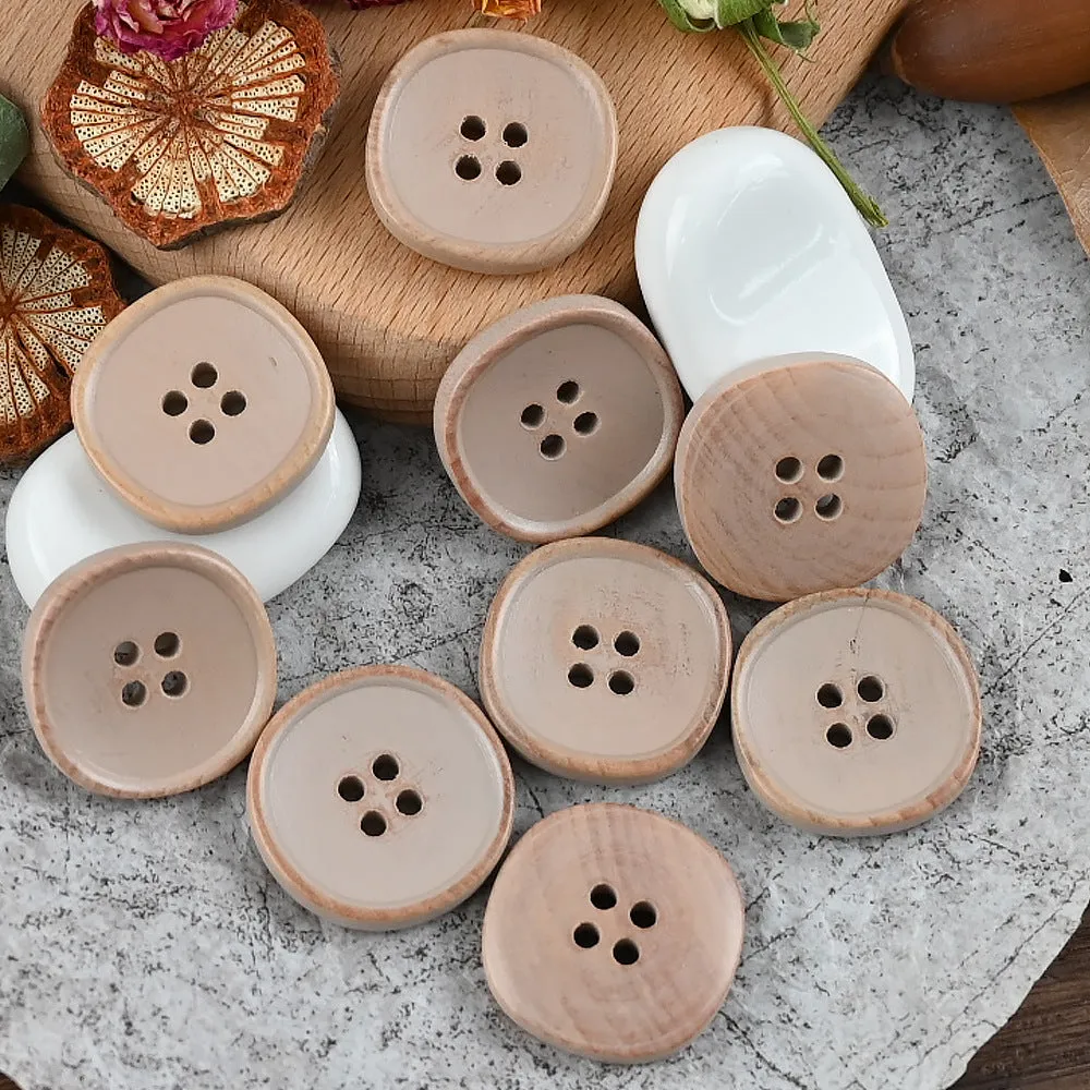 11.5-30mm White Purple Beige Solid Wood Buttons for Vintage Shirts Jackets 30pcs