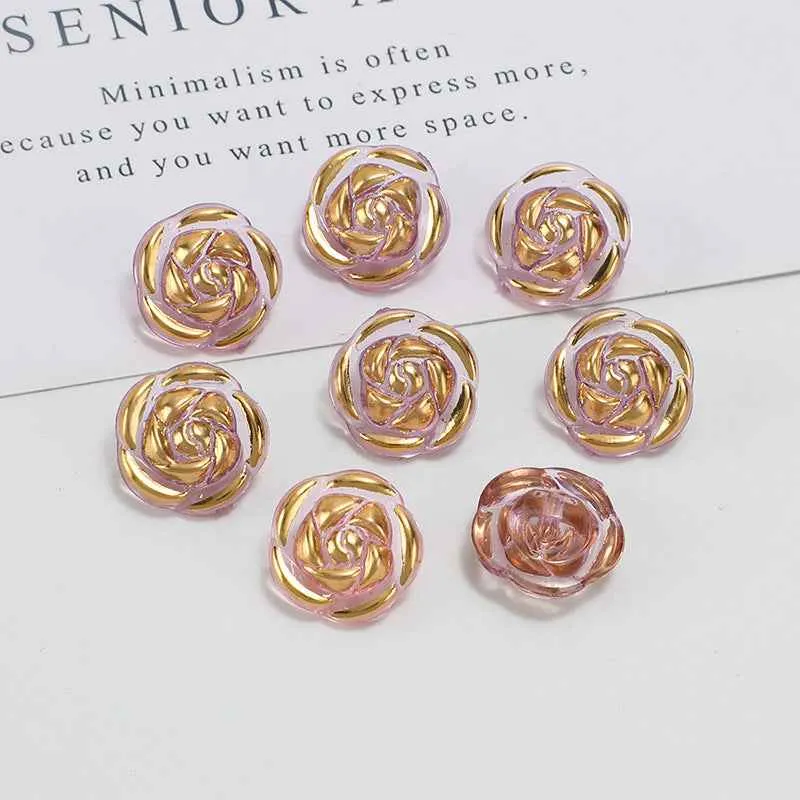 12.5mm Acrylic Candy Color Rose Buttons for Kids' Sweaters 100 Pack