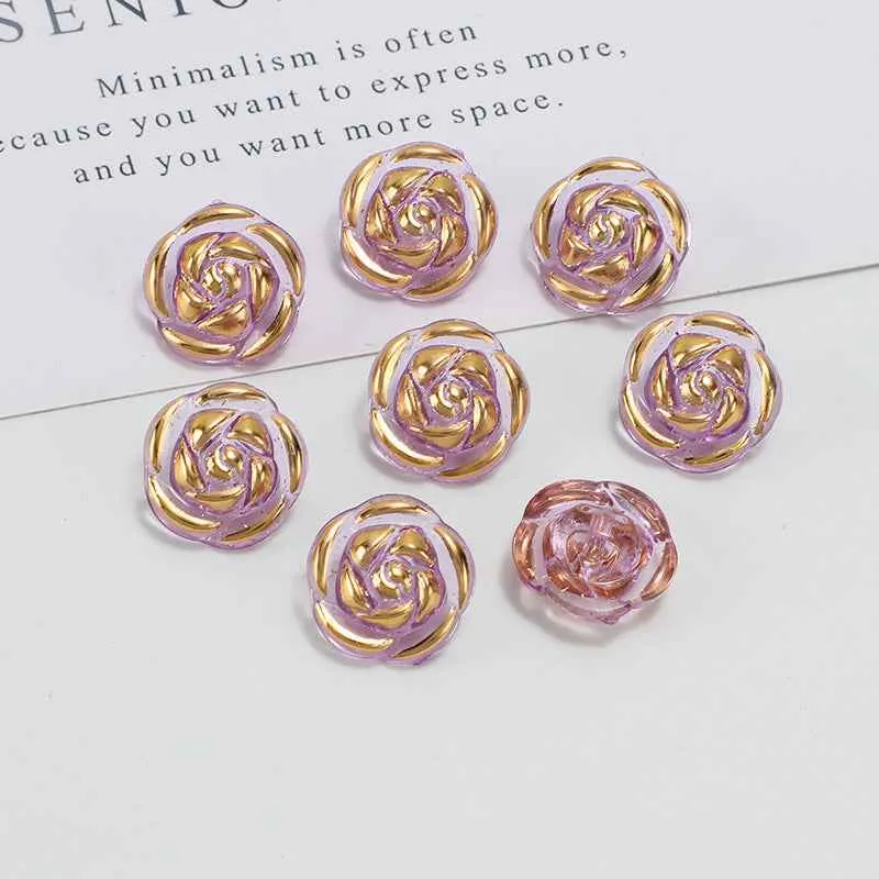 12.5mm Acrylic Candy Color Rose Buttons for Kids' Sweaters 100 Pack