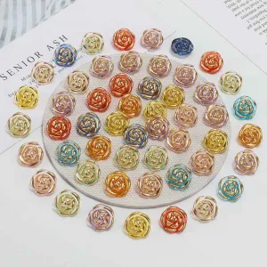 12.5mm Acrylic Candy Color Rose Buttons for Kids' Sweaters 100 Pack