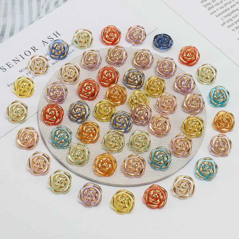 12.5mm Acrylic Candy Color Rose Buttons for Kids' Sweaters 100 Pack