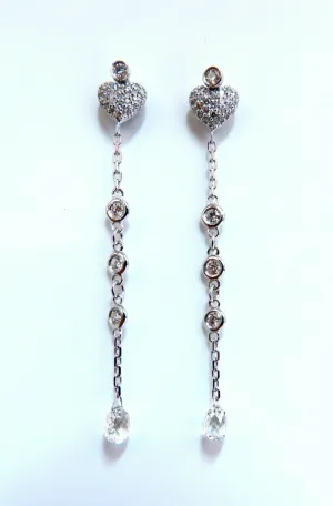1.45ct Natural Briolette Diamonds Dangle Earrings 14 karat Jackets & Stud