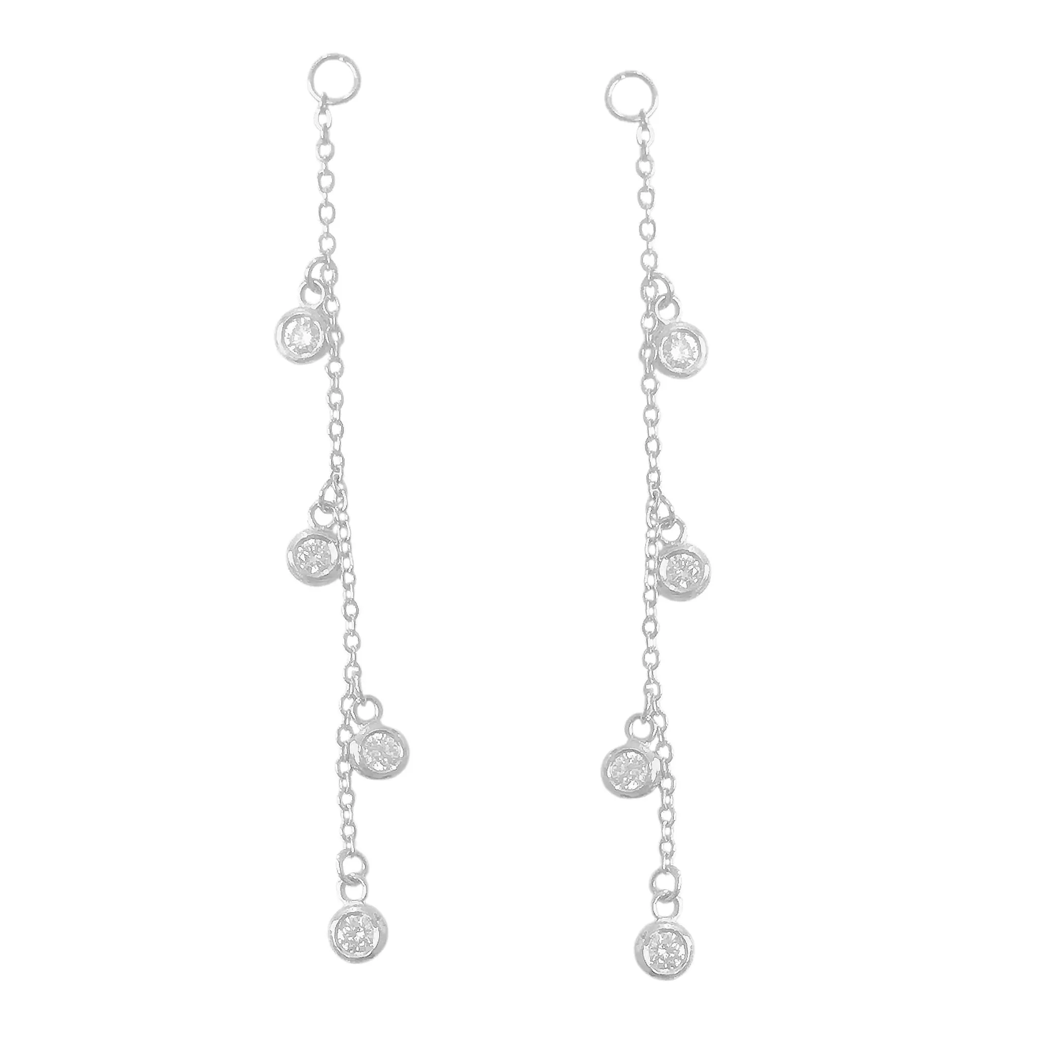 14K Gold Diamond Fringe Dangle Chain Earring Jacket