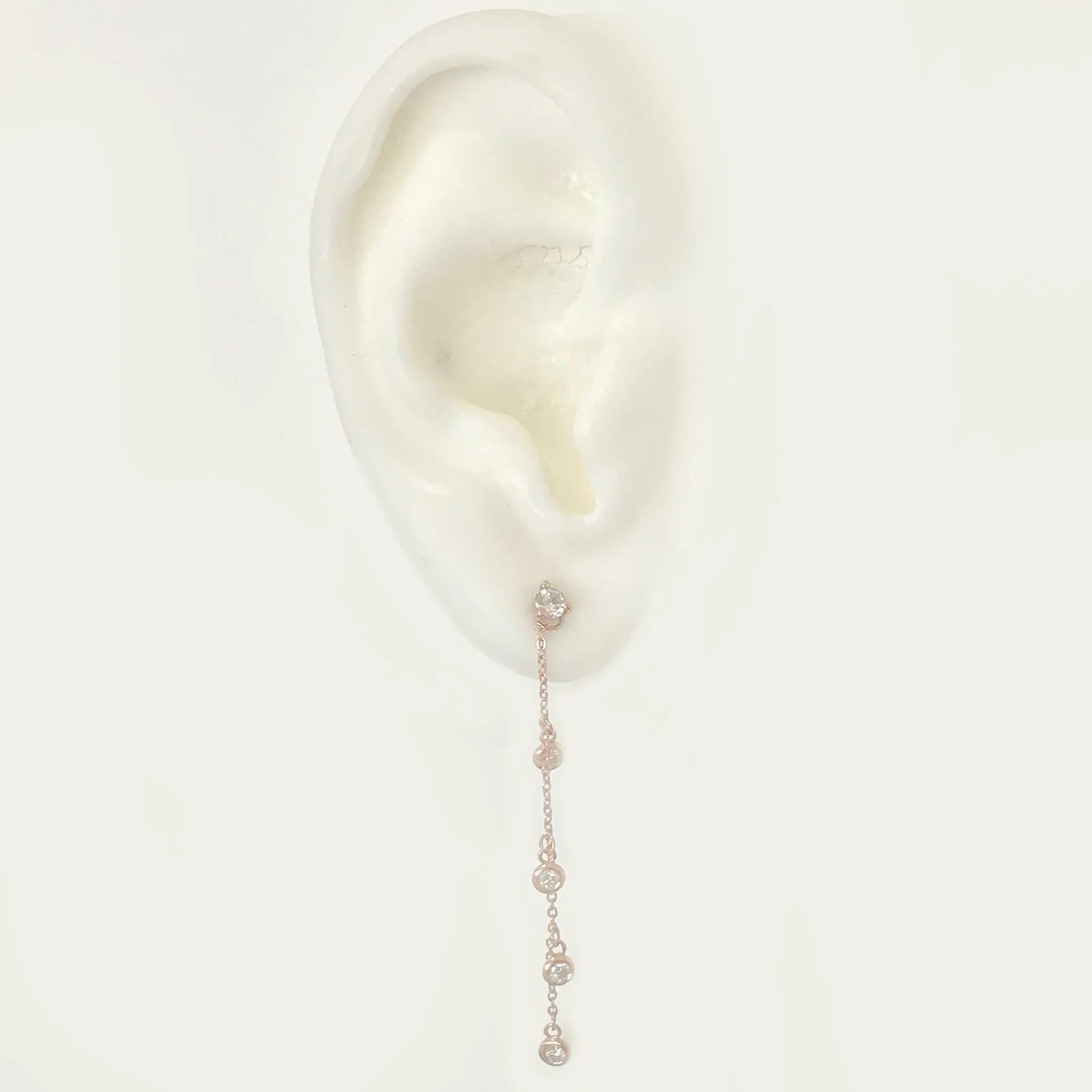 14K Gold Diamond Fringe Dangle Chain Earring Jacket