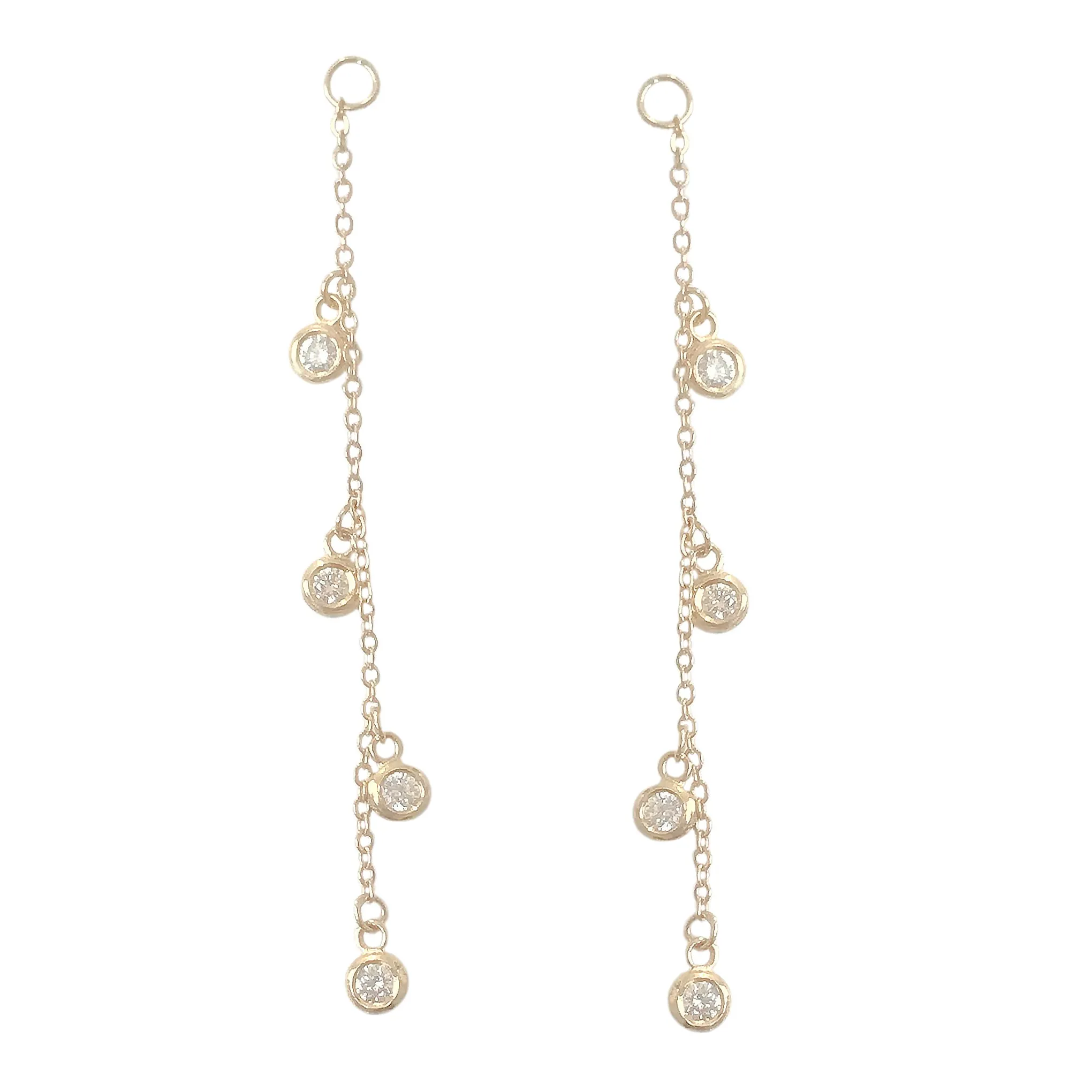 14K Gold Diamond Fringe Dangle Chain Earring Jacket