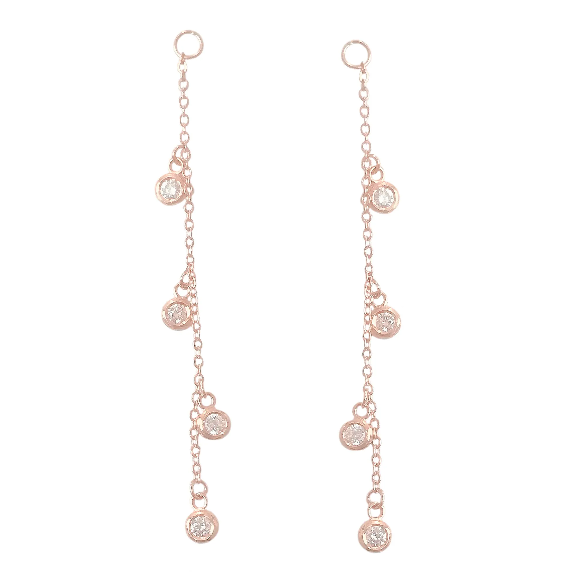 14K Gold Diamond Fringe Dangle Chain Earring Jacket