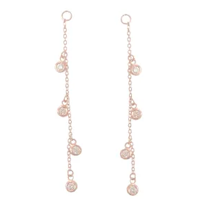 14K Gold Diamond Fringe Dangle Chain Earring Jacket