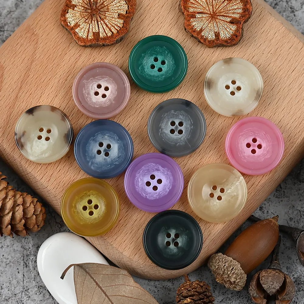 15-25mm Round 4 Hole Colorful Patterned Urea Buttons for Casual Suits Vests