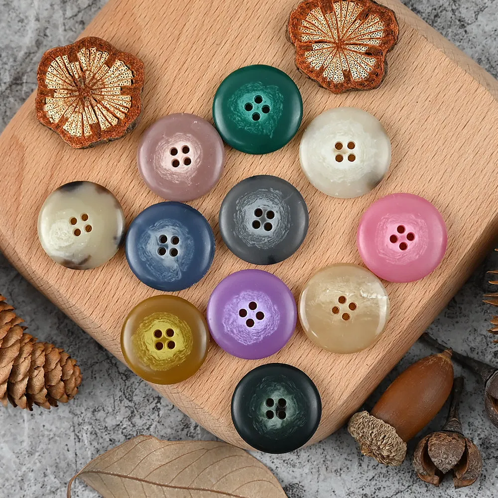 15-25mm Round 4 Hole Colorful Patterned Urea Buttons for Casual Suits Vests