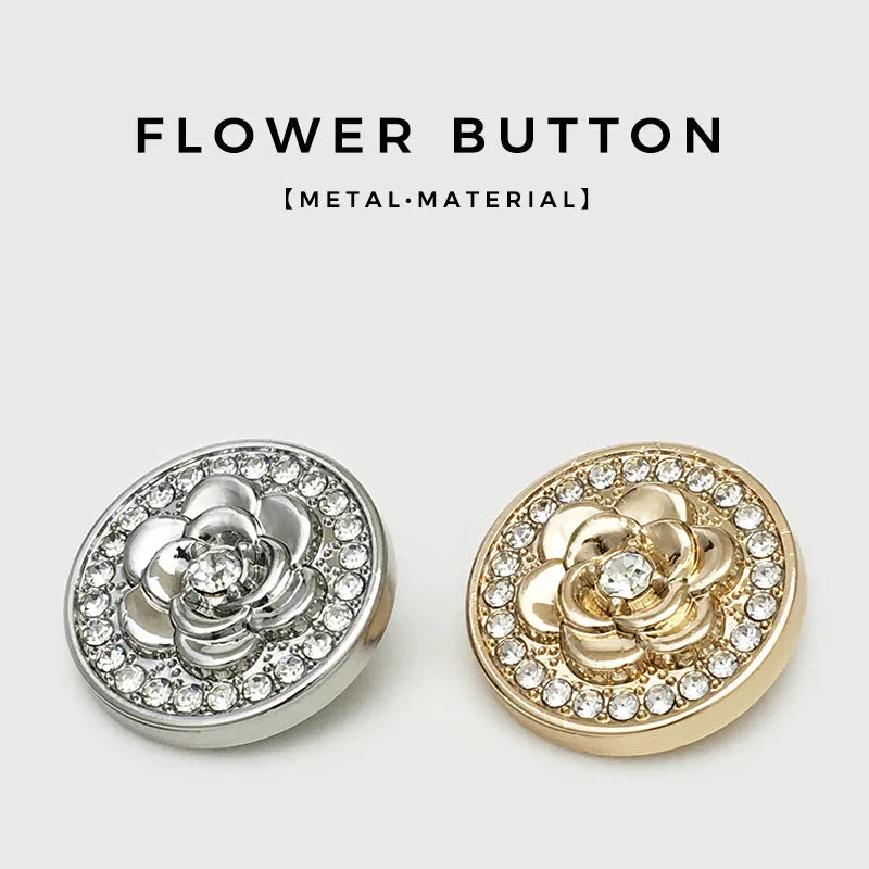 17.5/22.5mm Diamond Rose Metal Buttons for Coats Sweaters 20pcs