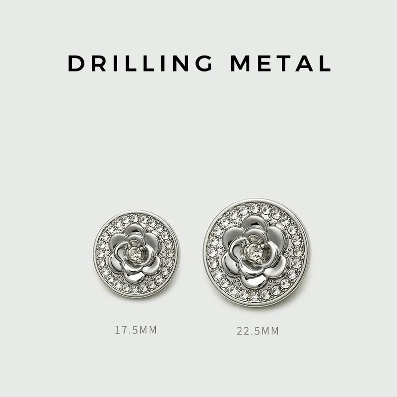 17.5/22.5mm Diamond Rose Metal Buttons for Coats Sweaters 20pcs