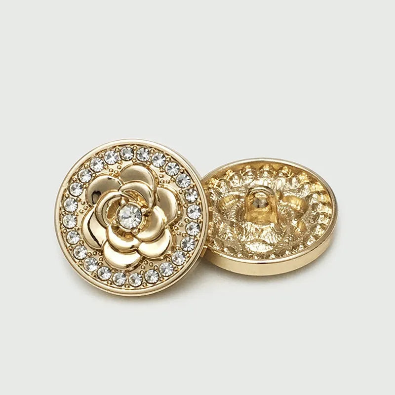 17.5/22.5mm Diamond Rose Metal Buttons for Coats Sweaters 20pcs