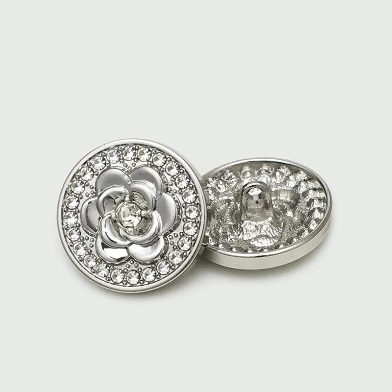 17.5/22.5mm Diamond Rose Metal Buttons for Coats Sweaters 20pcs