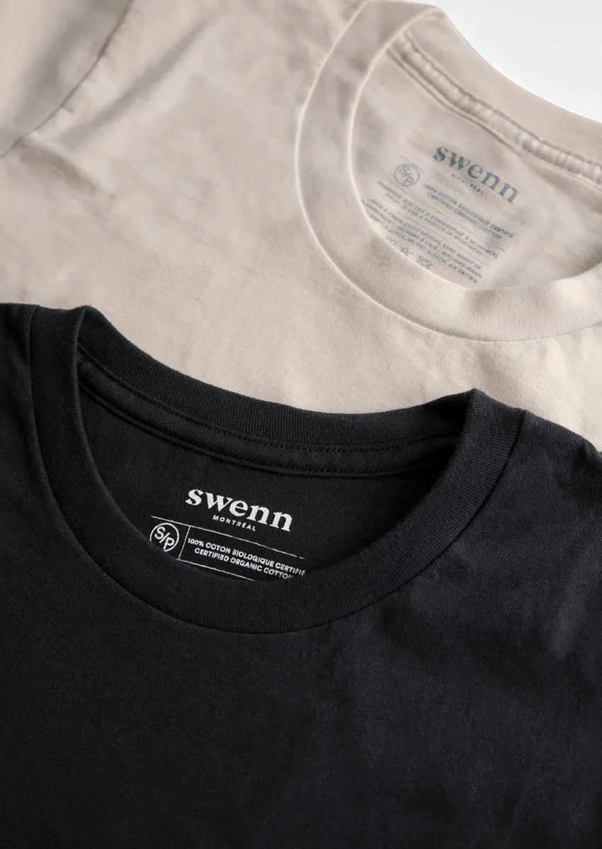 2 t-shirts noir - naturel