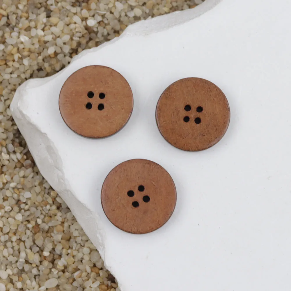 20mm Round 4 Hole Vintage Black Lacquered Wood Buttons 30pcs