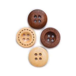 50pcs 13mm-18mm 4 Hole Wooden Buttons for Sewing Clothing Jacket Blazer Sweaters