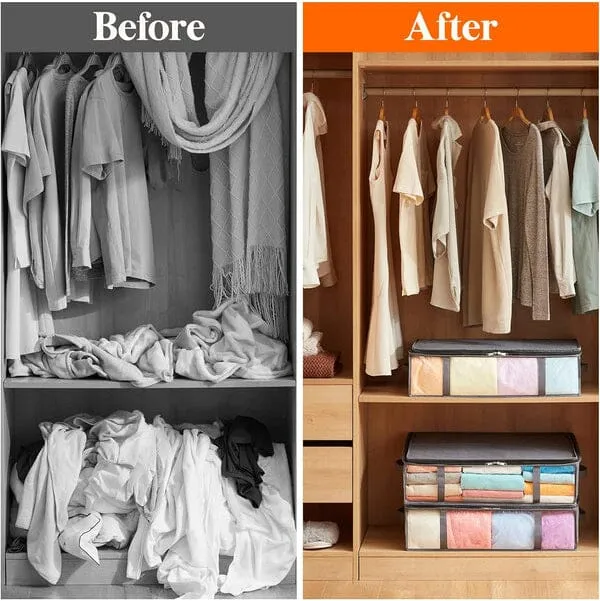 6-Pack: 40L Foldable Clothing Storage Bags with Front Clear Window