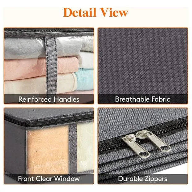 6-Pack: 40L Foldable Clothing Storage Bags with Front Clear Window
