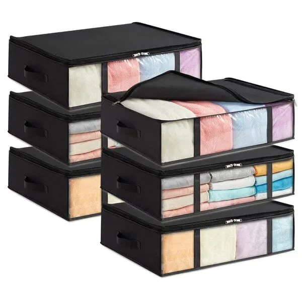 6-Pack: 40L Foldable Clothing Storage Bags with Front Clear Window