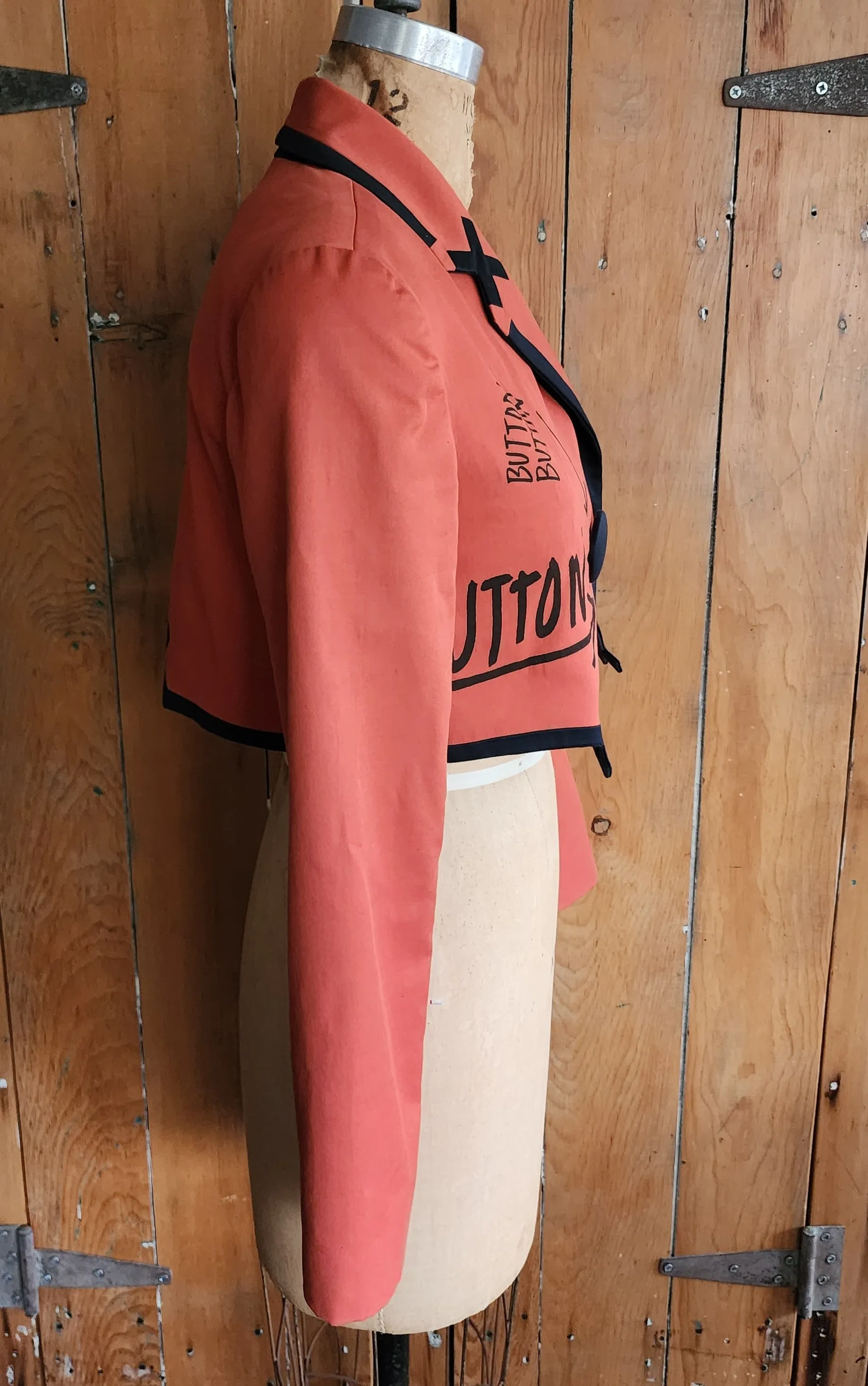 90s Christian Francis Roth Cropped Orange Blazer from Button Suit