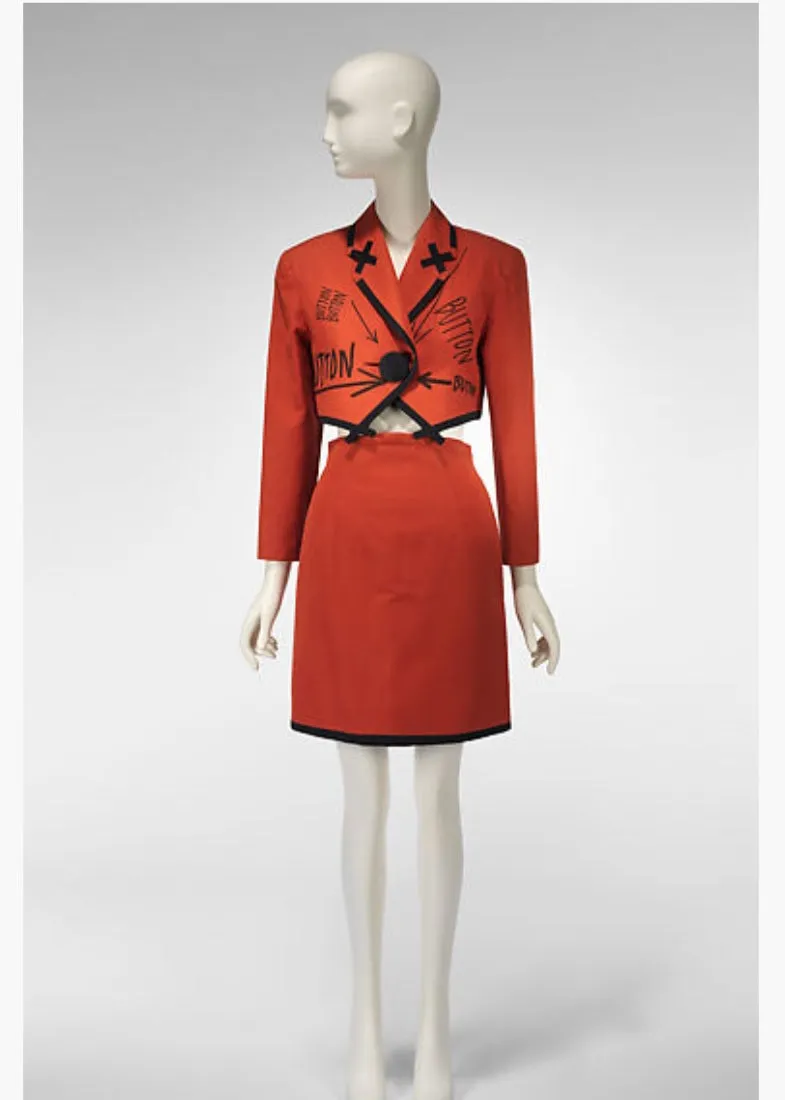 90s Christian Francis Roth Cropped Orange Blazer from Button Suit