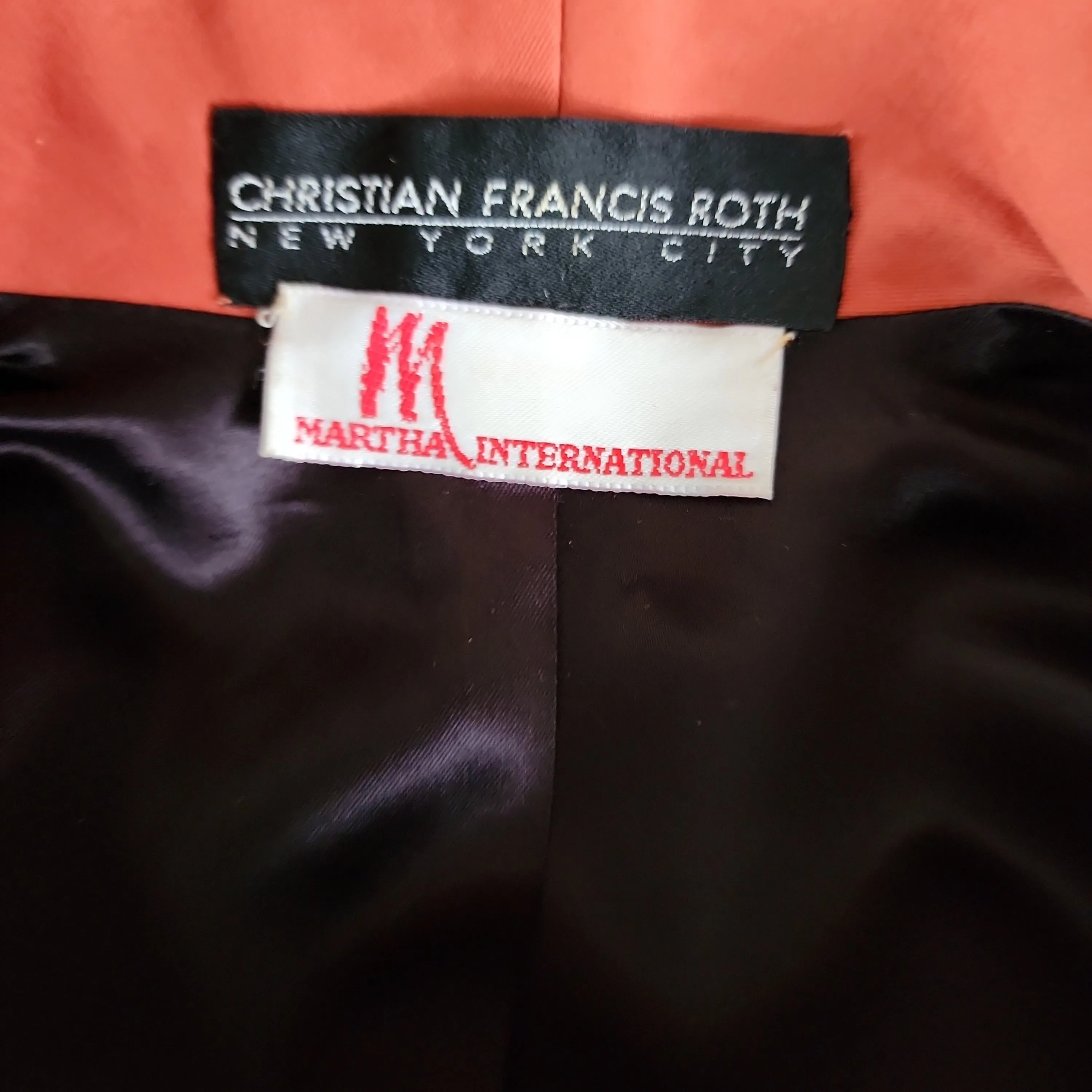 90s Christian Francis Roth Cropped Orange Blazer from Button Suit
