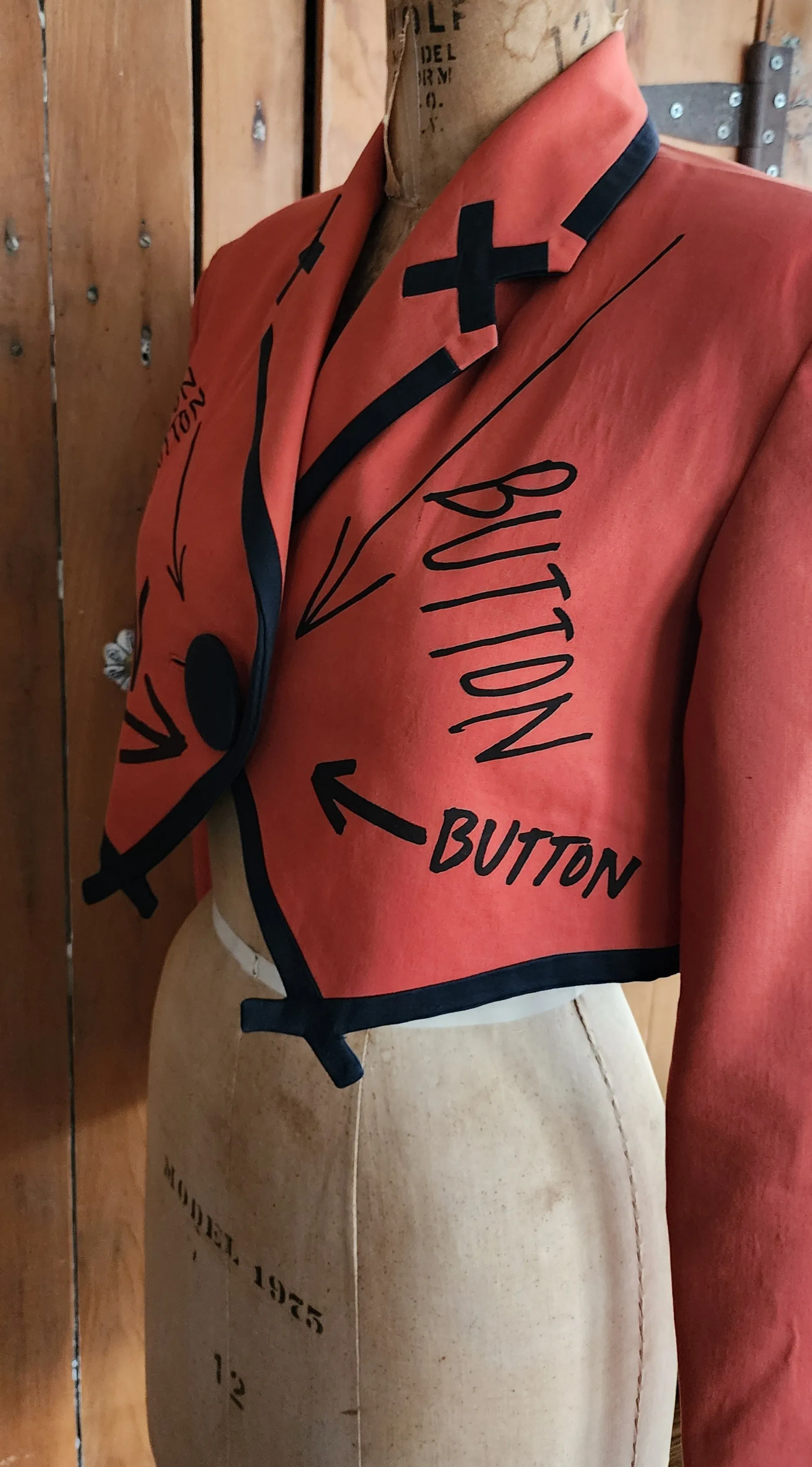 90s Christian Francis Roth Cropped Orange Blazer from Button Suit