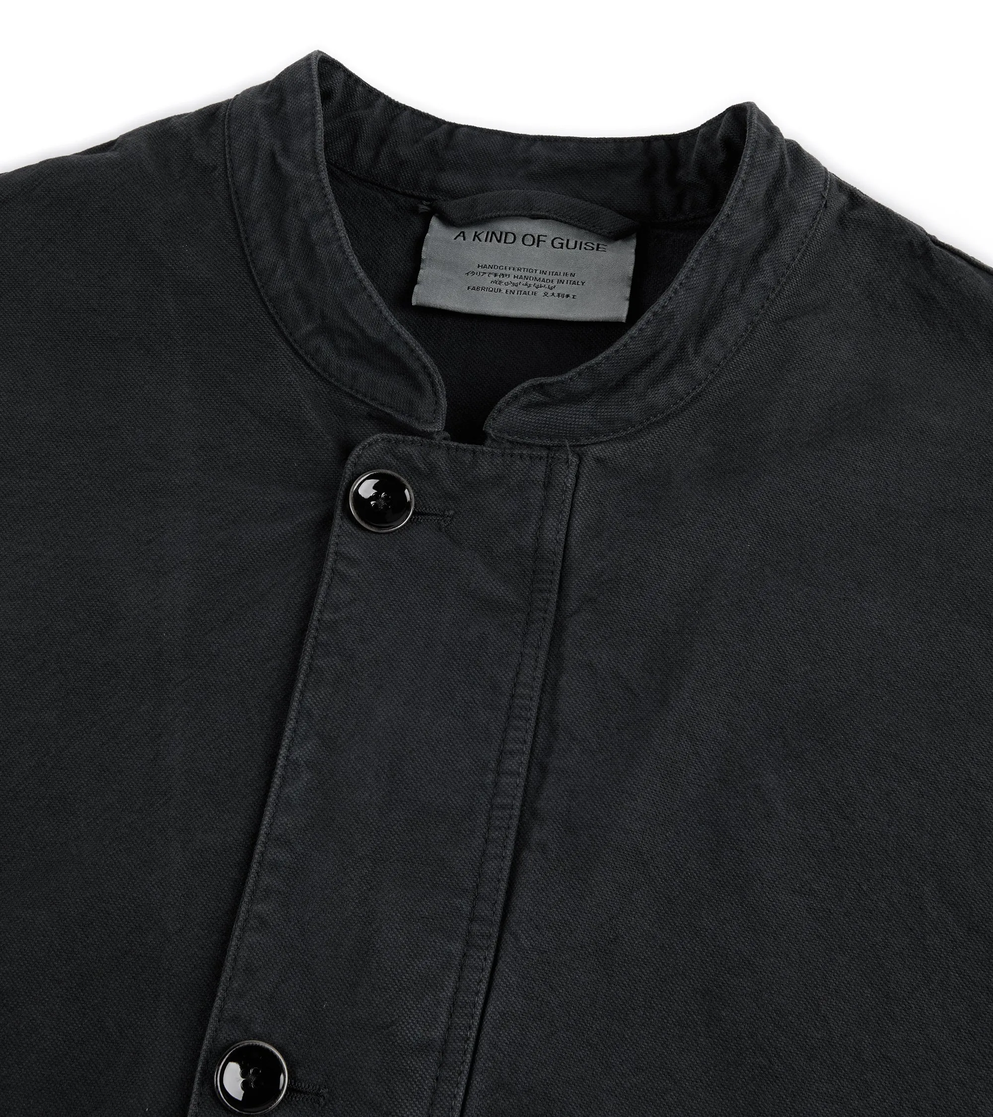 A Kind of Guise Jaspal Cotton Jacket: Washed Black