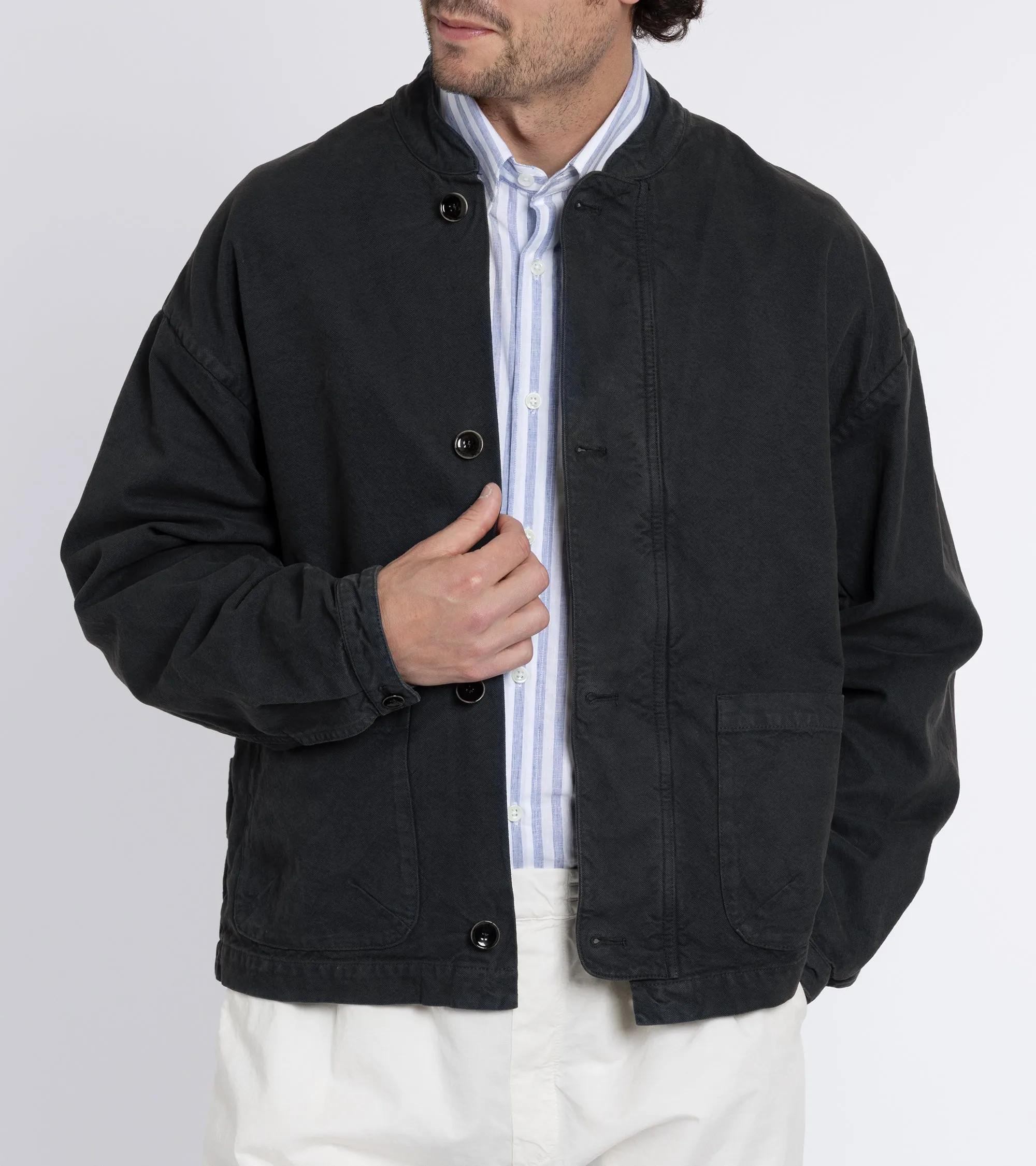A Kind of Guise Jaspal Cotton Jacket: Washed Black