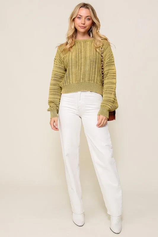 Acid Wash Round Neck Sweater (Various Colors), Timing