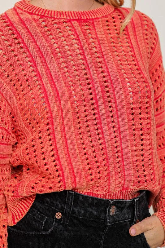 Acid Wash Round Neck Sweater (Various Colors), Timing