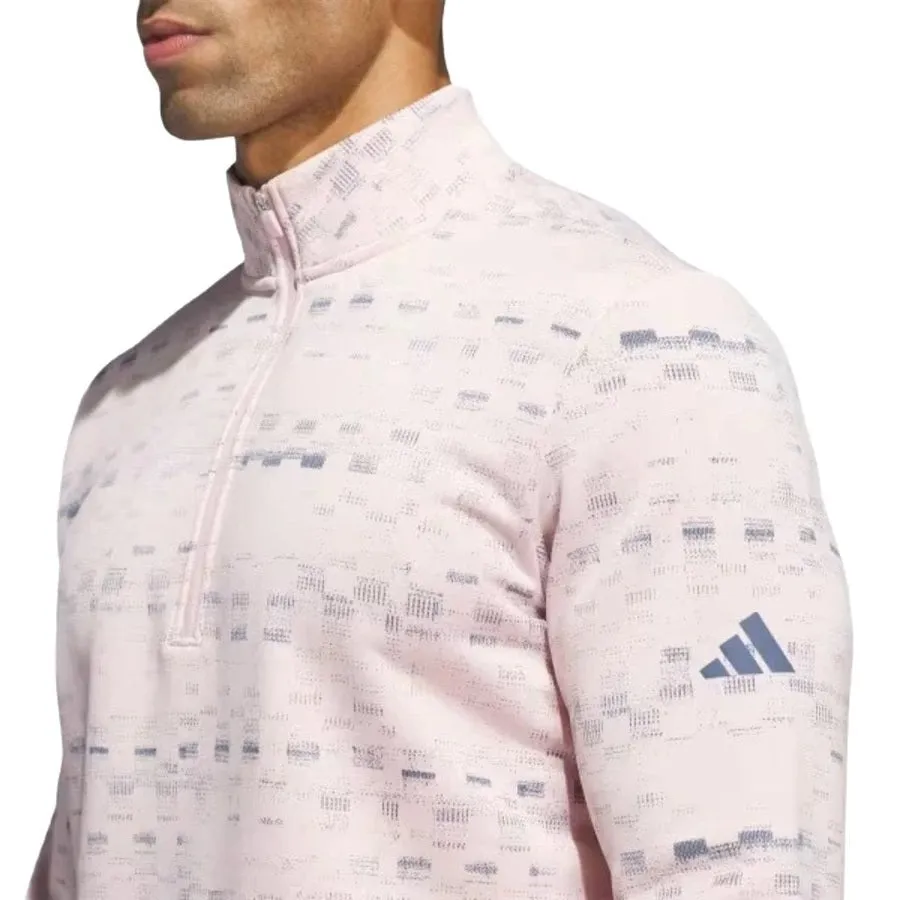 Adidas Core Printed Quarter Zip Pullover - Pink
