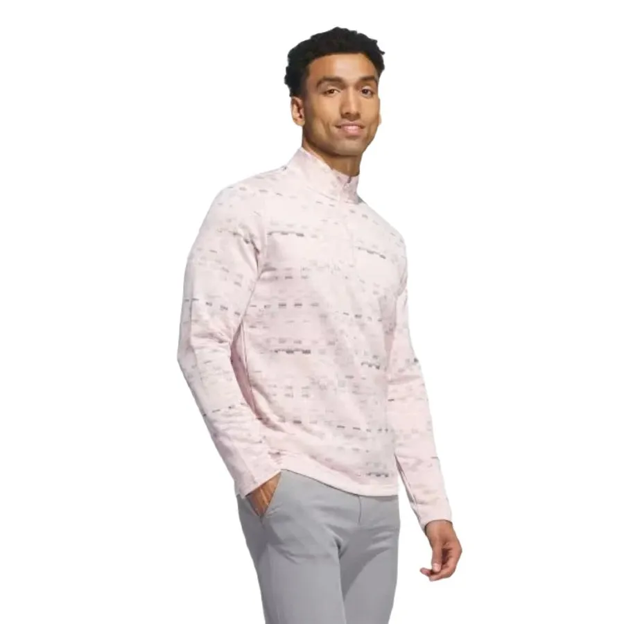 Adidas Core Printed Quarter Zip Pullover - Pink