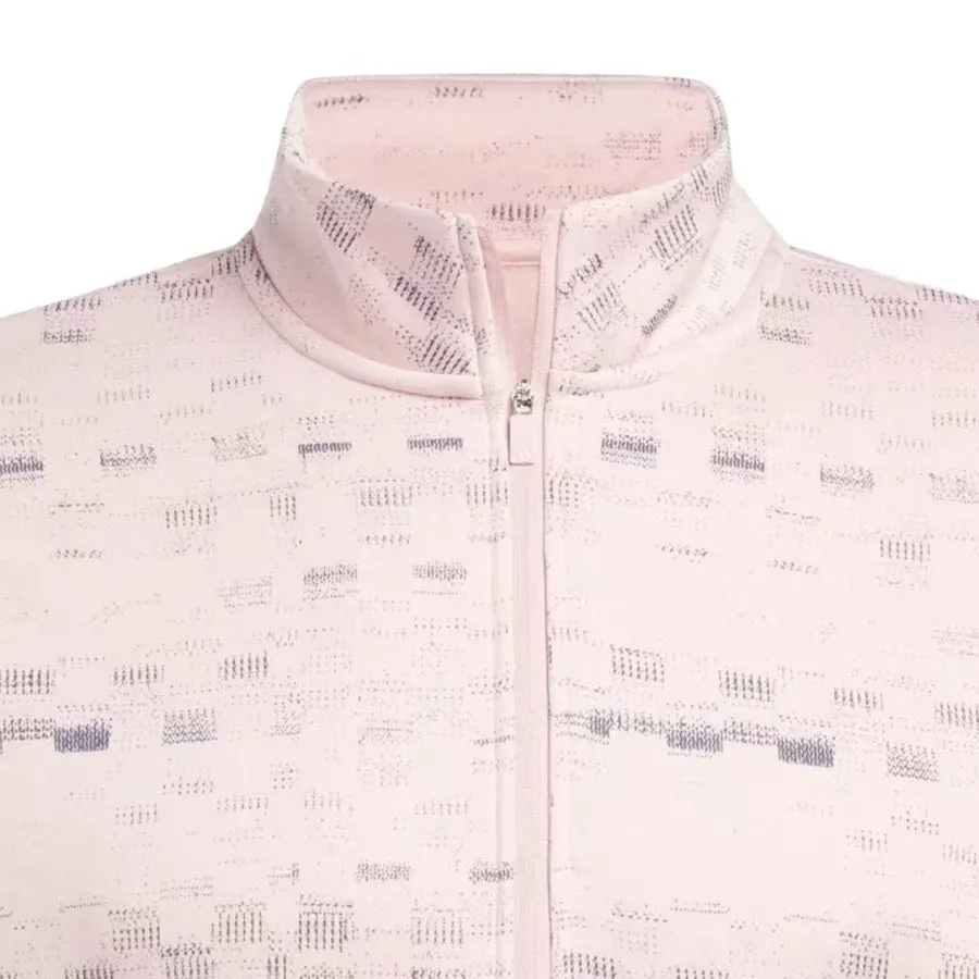 Adidas Core Printed Quarter Zip Pullover - Pink
