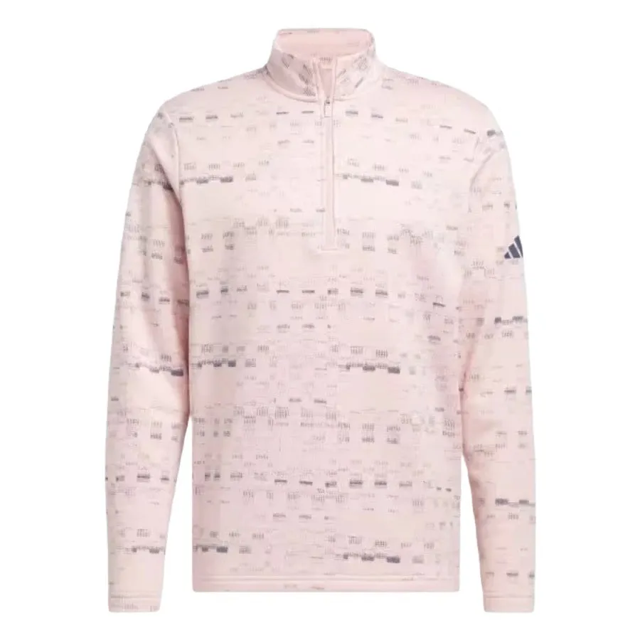 Adidas Core Printed Quarter Zip Pullover - Pink