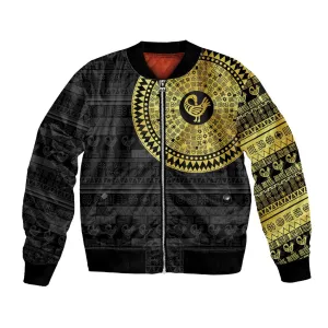 African Adinkra Bomber Jacket Sankofa Bird - Gold Version - Chest Arm Tattoo LT15