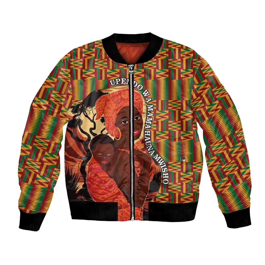 African Happy Mother's Day Bomber Jacket Black Mothers Kente Pattern LT15