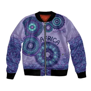 Afro Tribal Traditional Pattern Bomber Jacket Purple Motif LT9