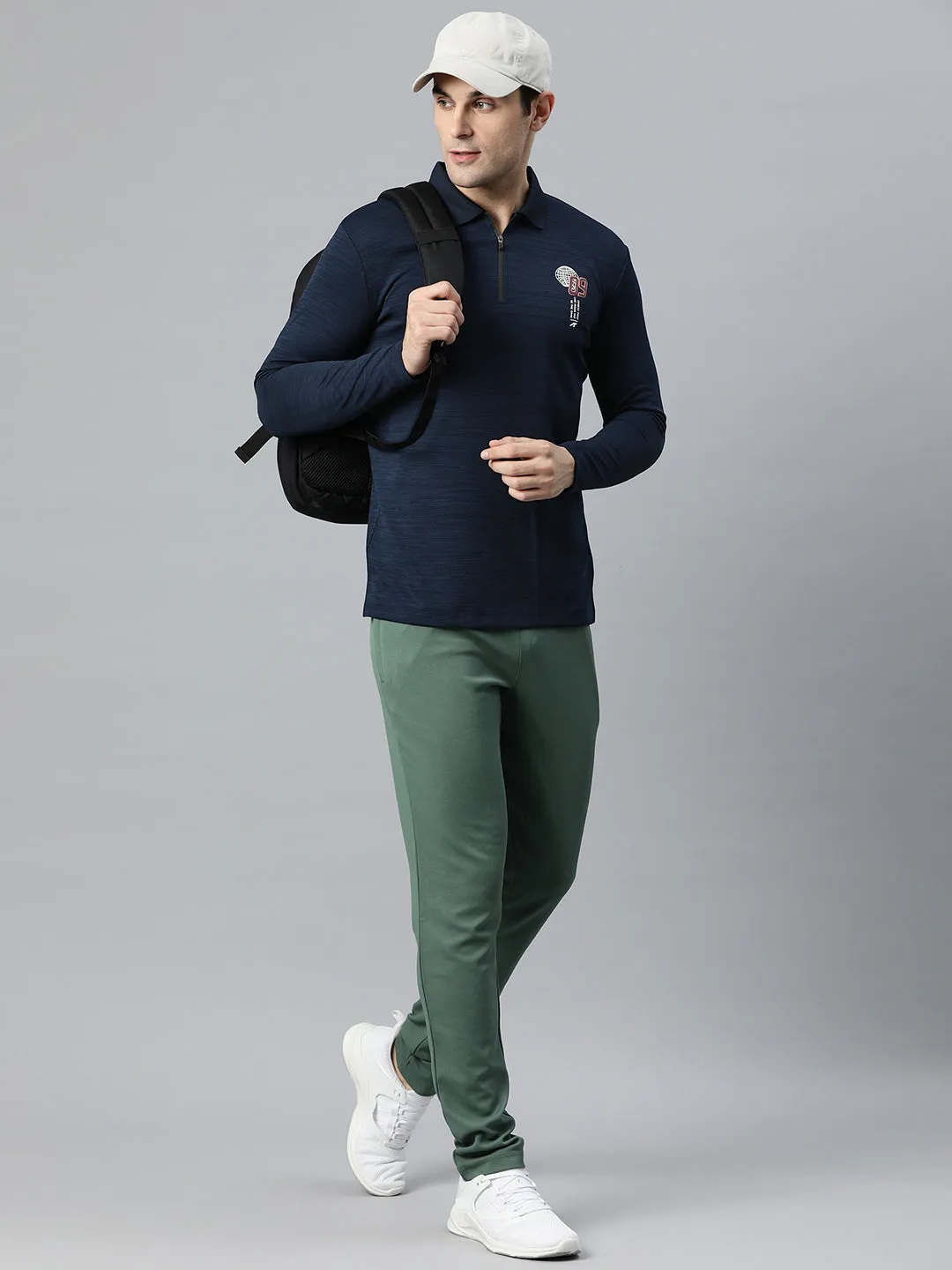 Alcis Men Graphic Printed Polo Collar Dry Tech Slim Fit T-shirt