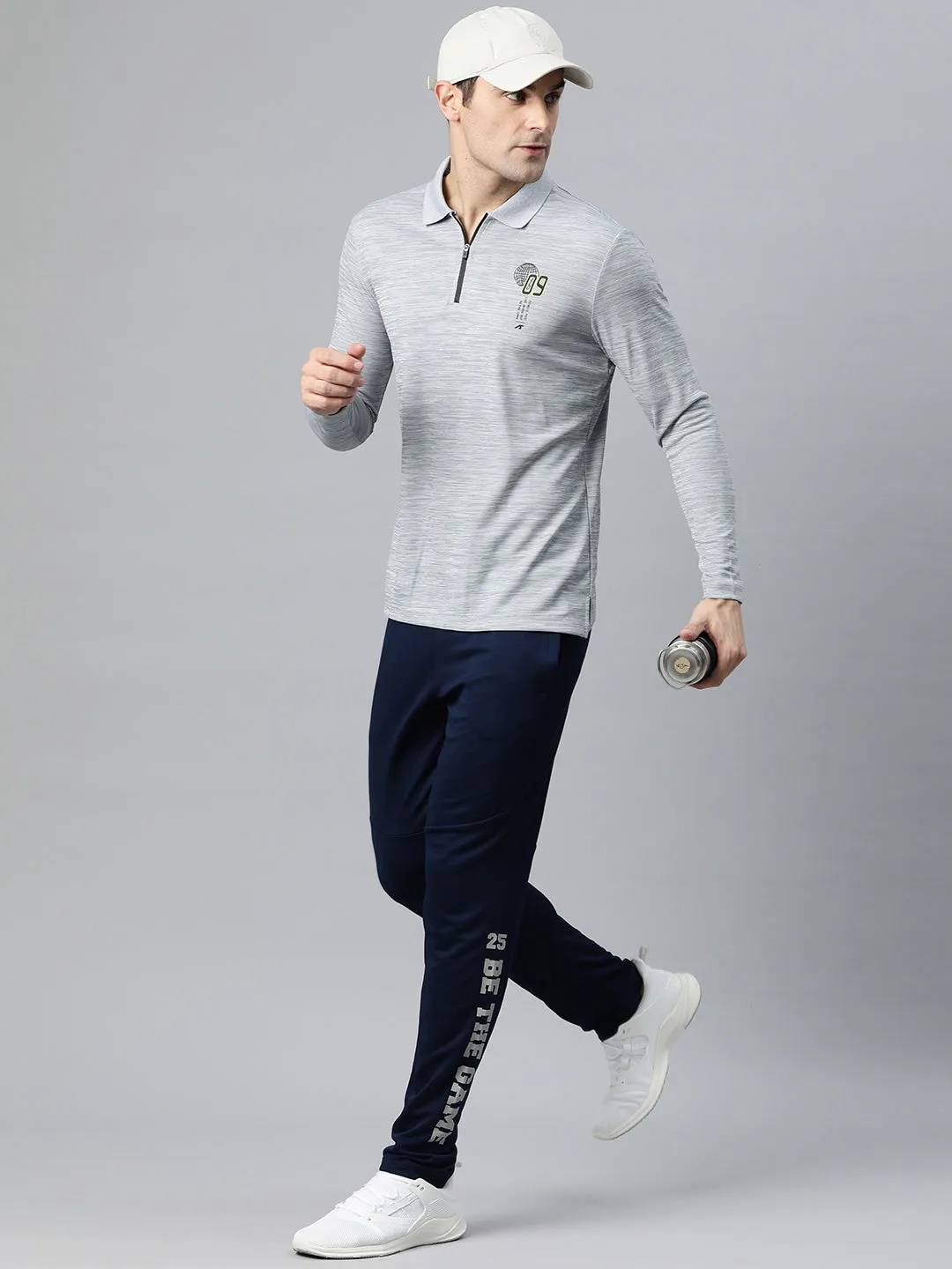 Alcis Men Graphic Printed Polo Collar Dry Tech Slim Fit T-shirt