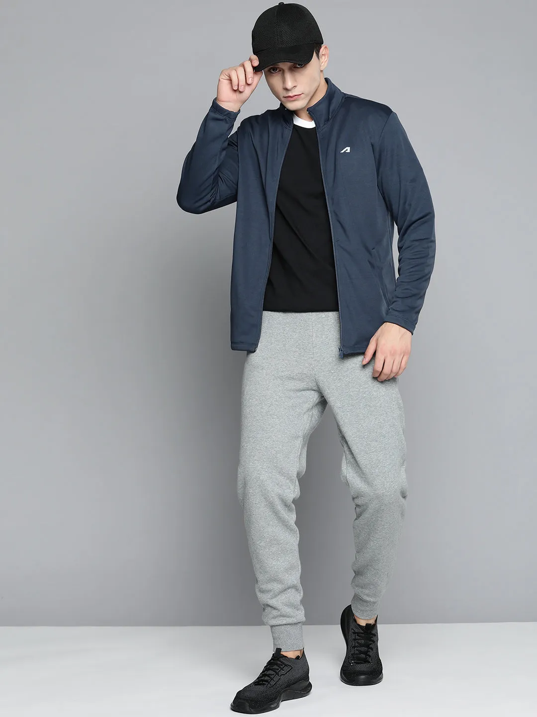 Alcis Men Navy Blue Solid Sweatshirt