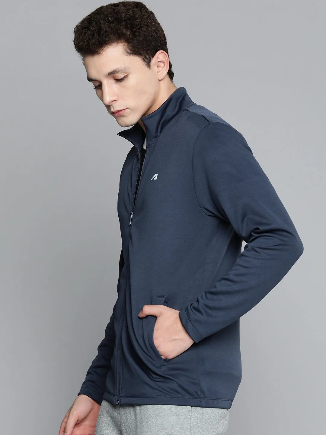 Alcis Men Navy Blue Solid Sweatshirt