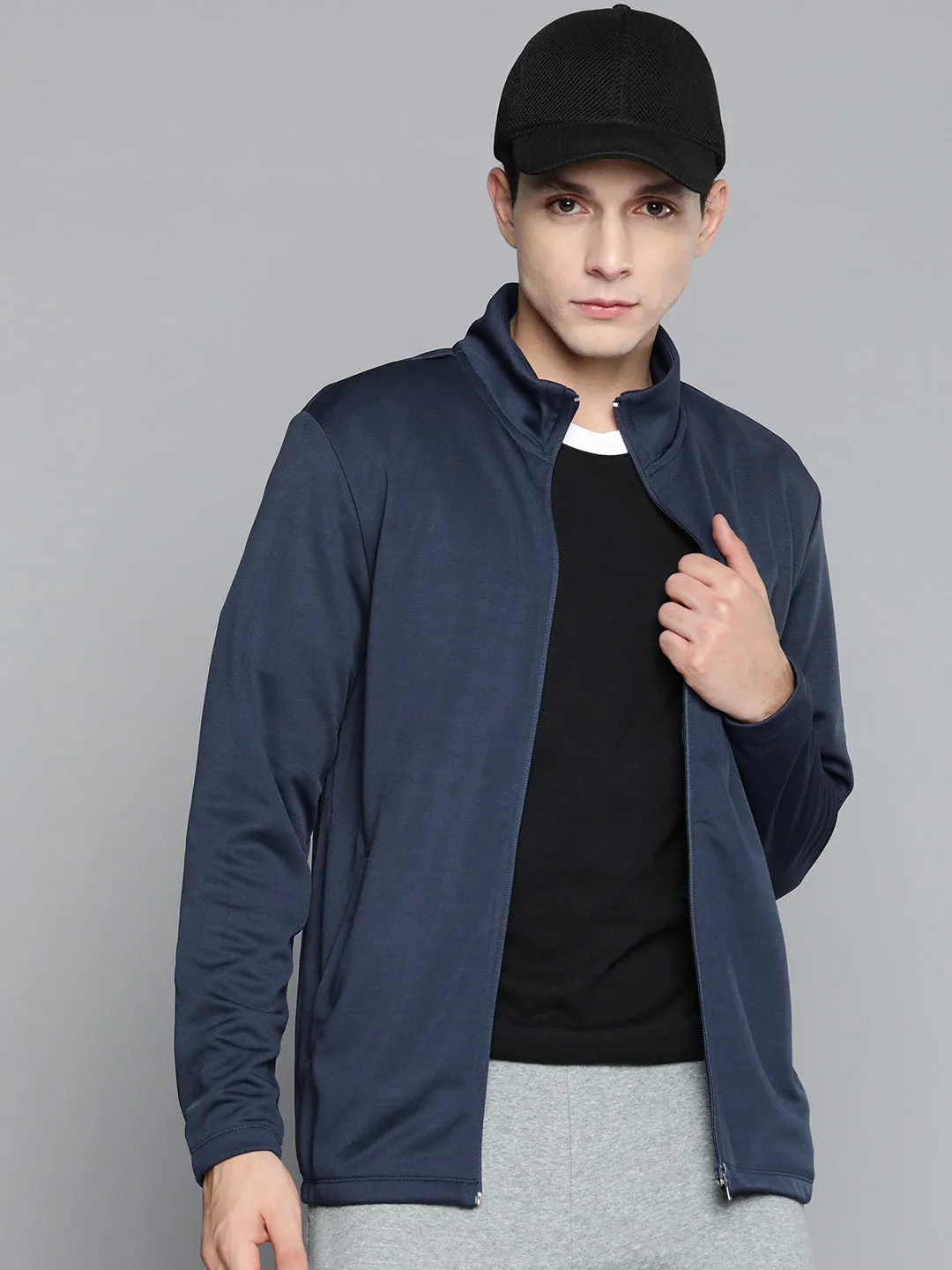 Alcis Men Navy Blue Solid Sweatshirt