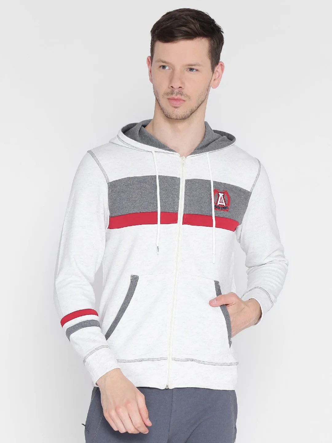 Alcis Mens Printed White Winter Jacket 145MJK218