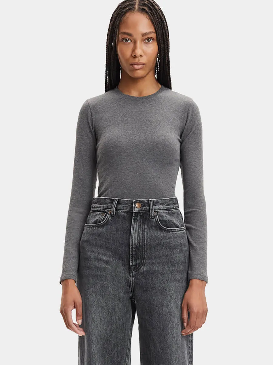 Alexa Long Sleeve Tee - Dark Grey Melange