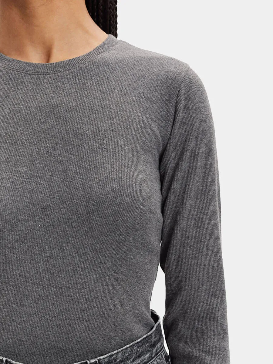 Alexa Long Sleeve Tee - Dark Grey Melange