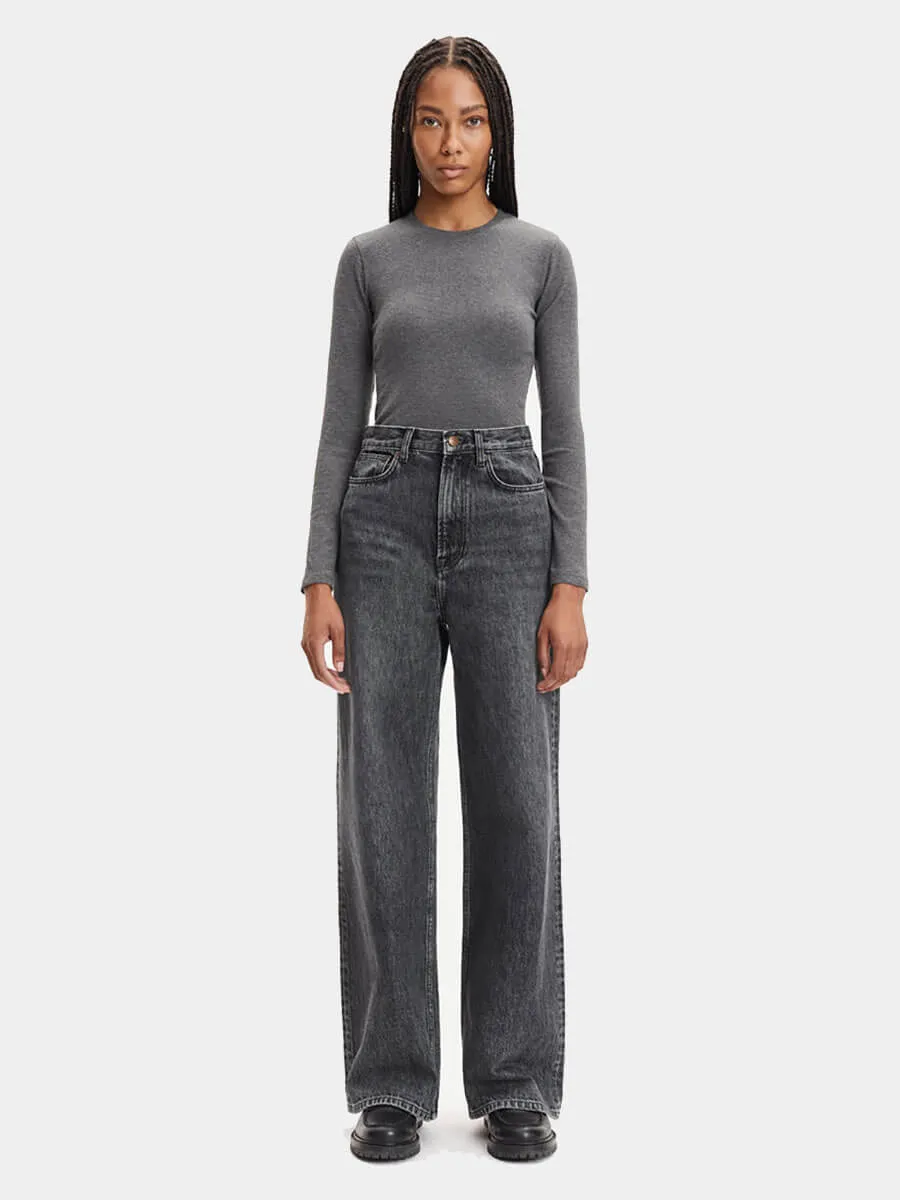 Alexa Long Sleeve Tee - Dark Grey Melange