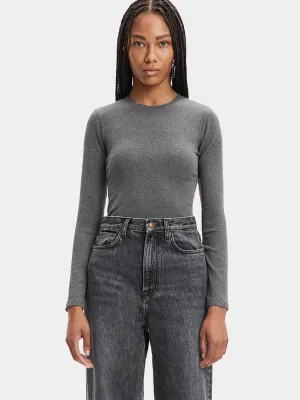 Alexa Long Sleeve Tee - Dark Grey Melange